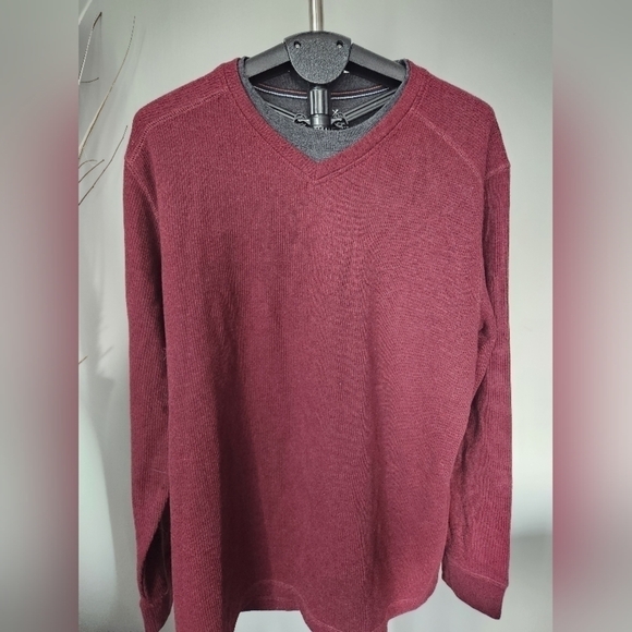 Denver Hayes Men's Modern Fit Long Sleeve T-shirt. Dark Red Size XL - Picture 2 of 9